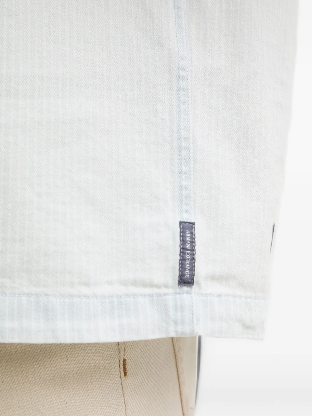 Armani Exchange pinstripe-pattern short-sleeve shirt Blauw