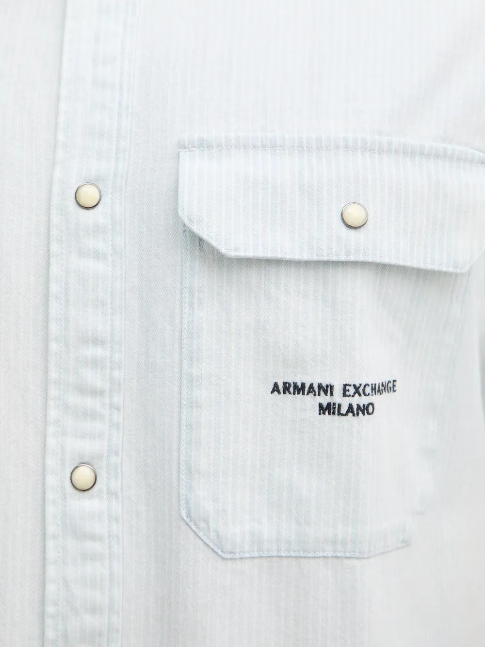 Armani Exchange pinstripe-pattern short-sleeve shirt Blauw
