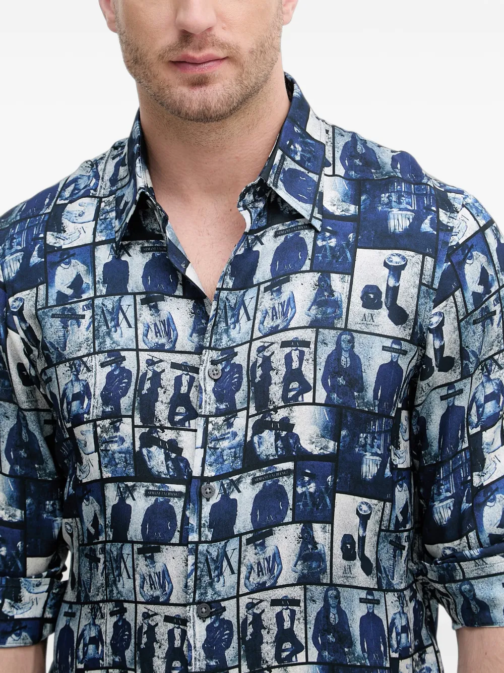 Armani Exchange Overhemd met print Blauw