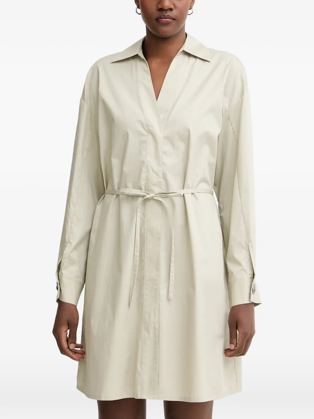 Armani Exchange belted long-sleeve mini shirt dress - Toni neutri