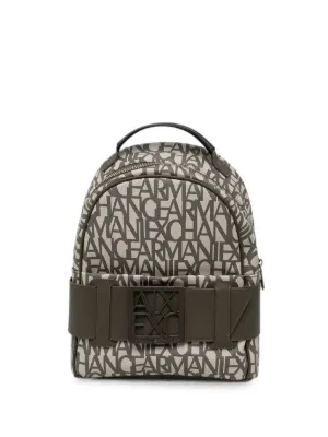 armani exchange logo print mini backpack Men's Malibu Backpack, Black Allover Big Logo, One Size Backpack made of durable material A|X Armani Exchange Men's Striped