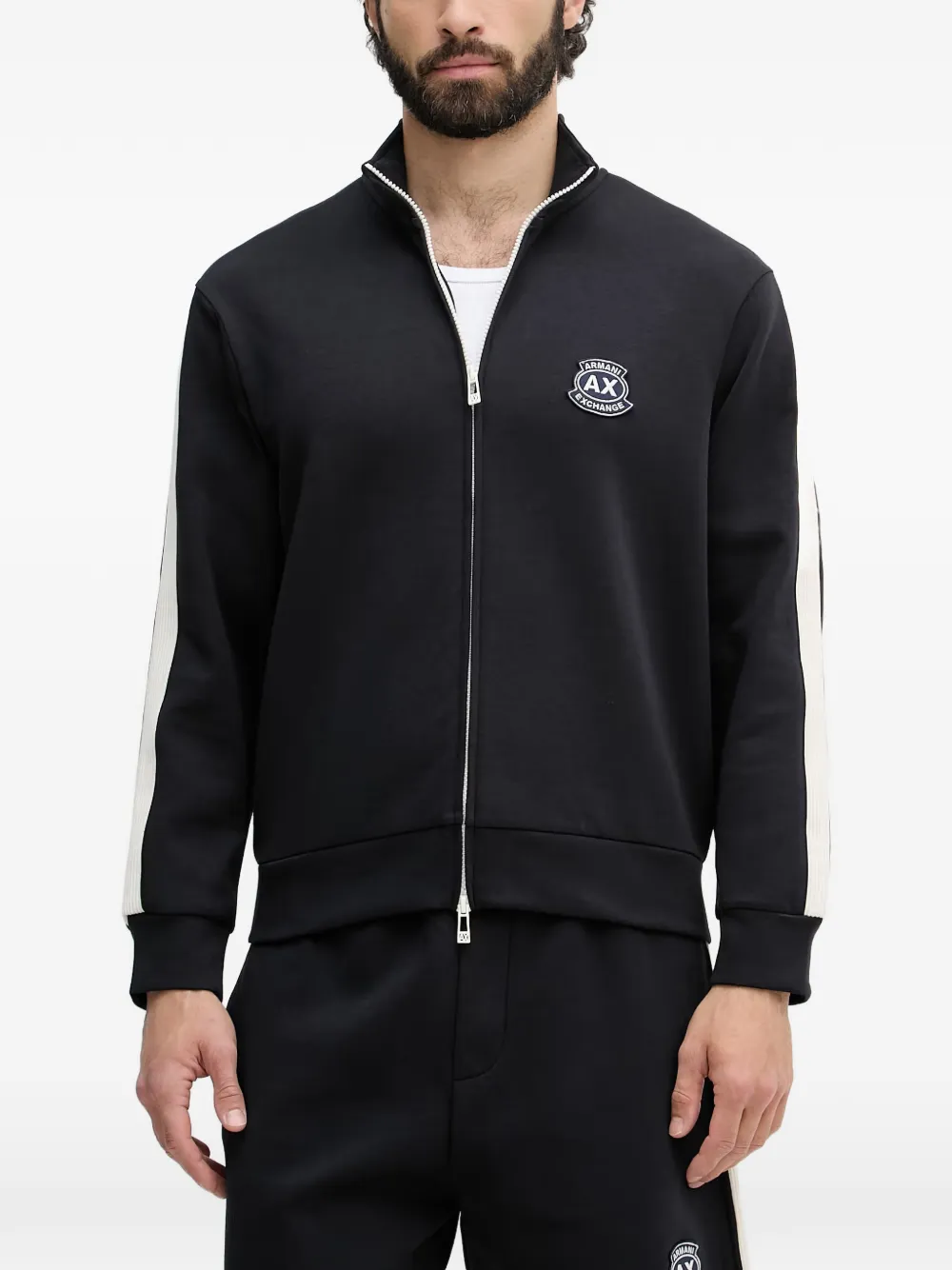 Armani Exchange logo-patch zip-up sweater | Black | Image 1