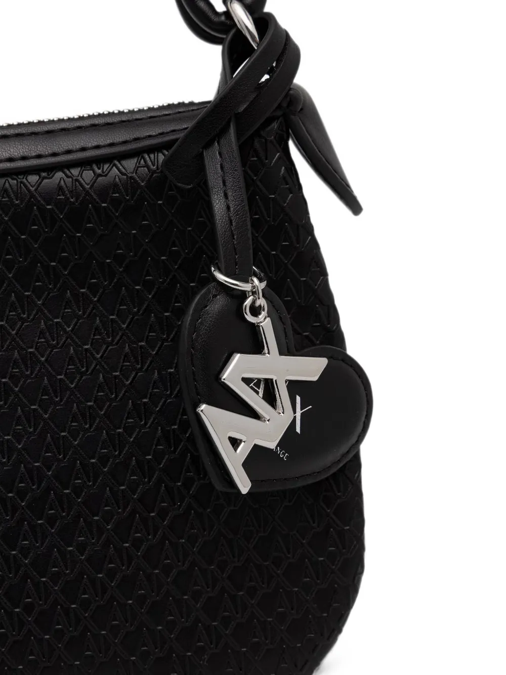 Armani Exchange Mini-schoudertas met gevlochten handvat en monogram-reliëf Zwart