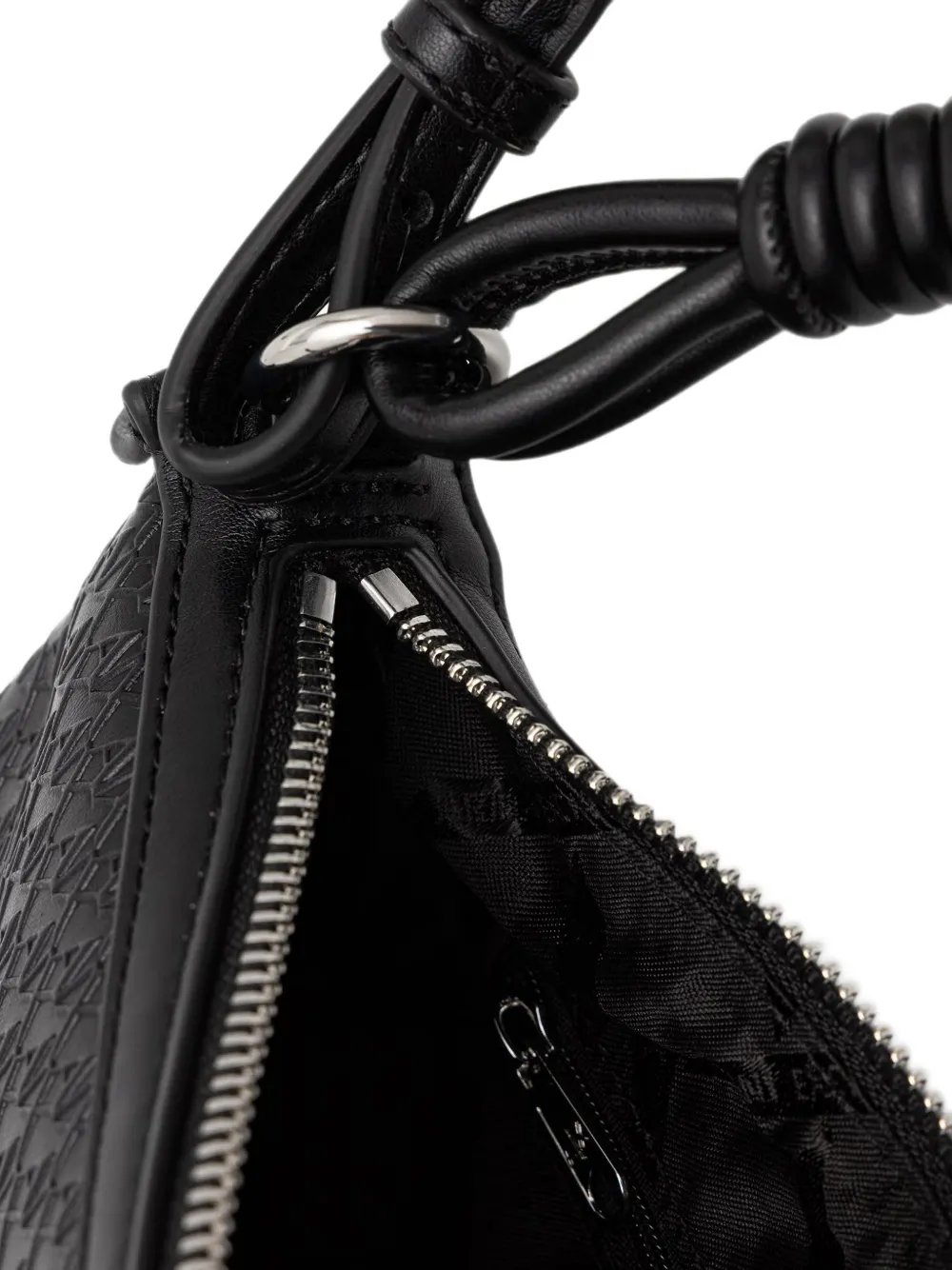 Armani Exchange Mini-schoudertas met gevlochten handvat en monogram-reliëf Zwart