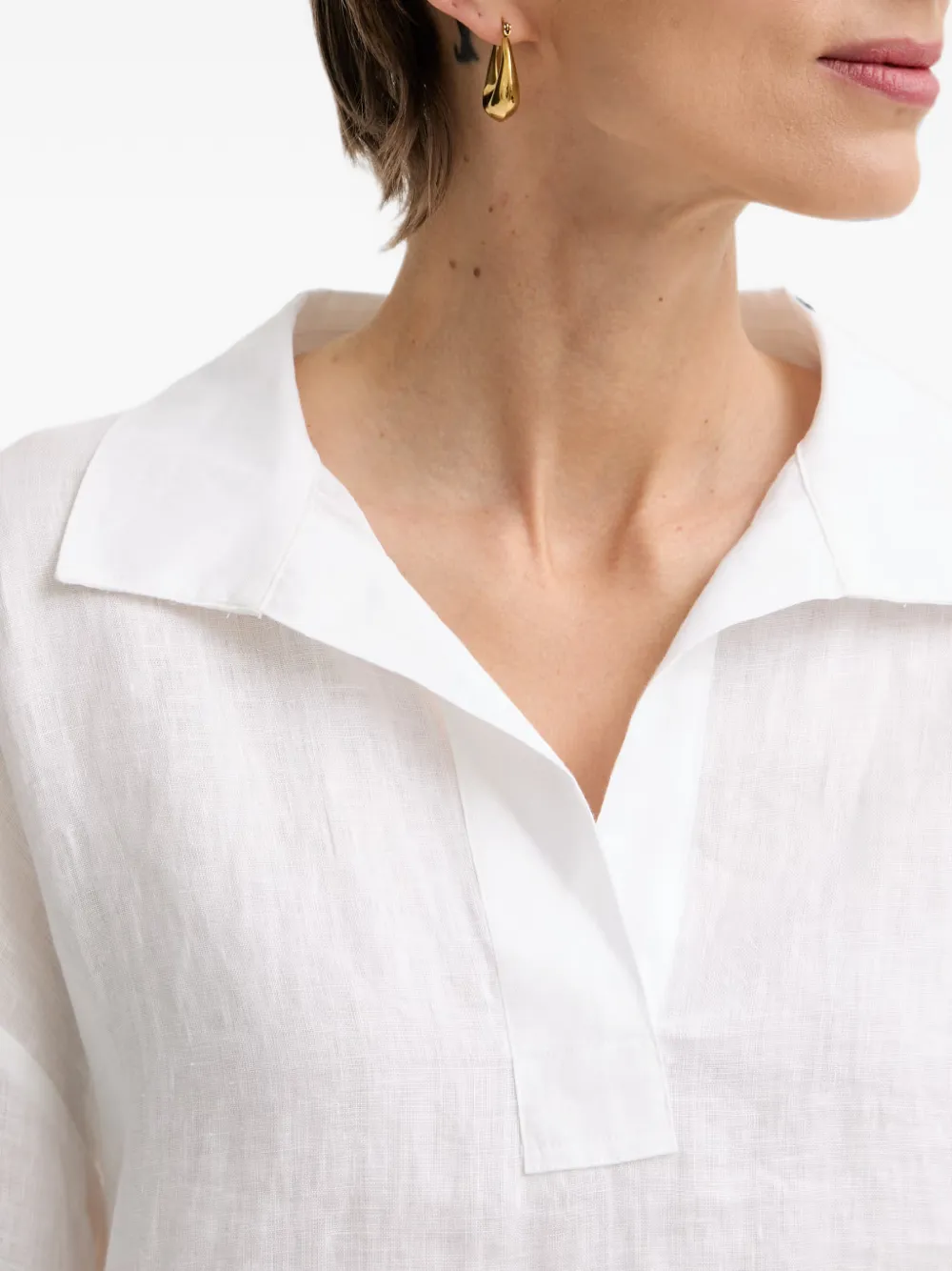 Emporio Armani Linnen popeline blouse met lange mouwen Wit