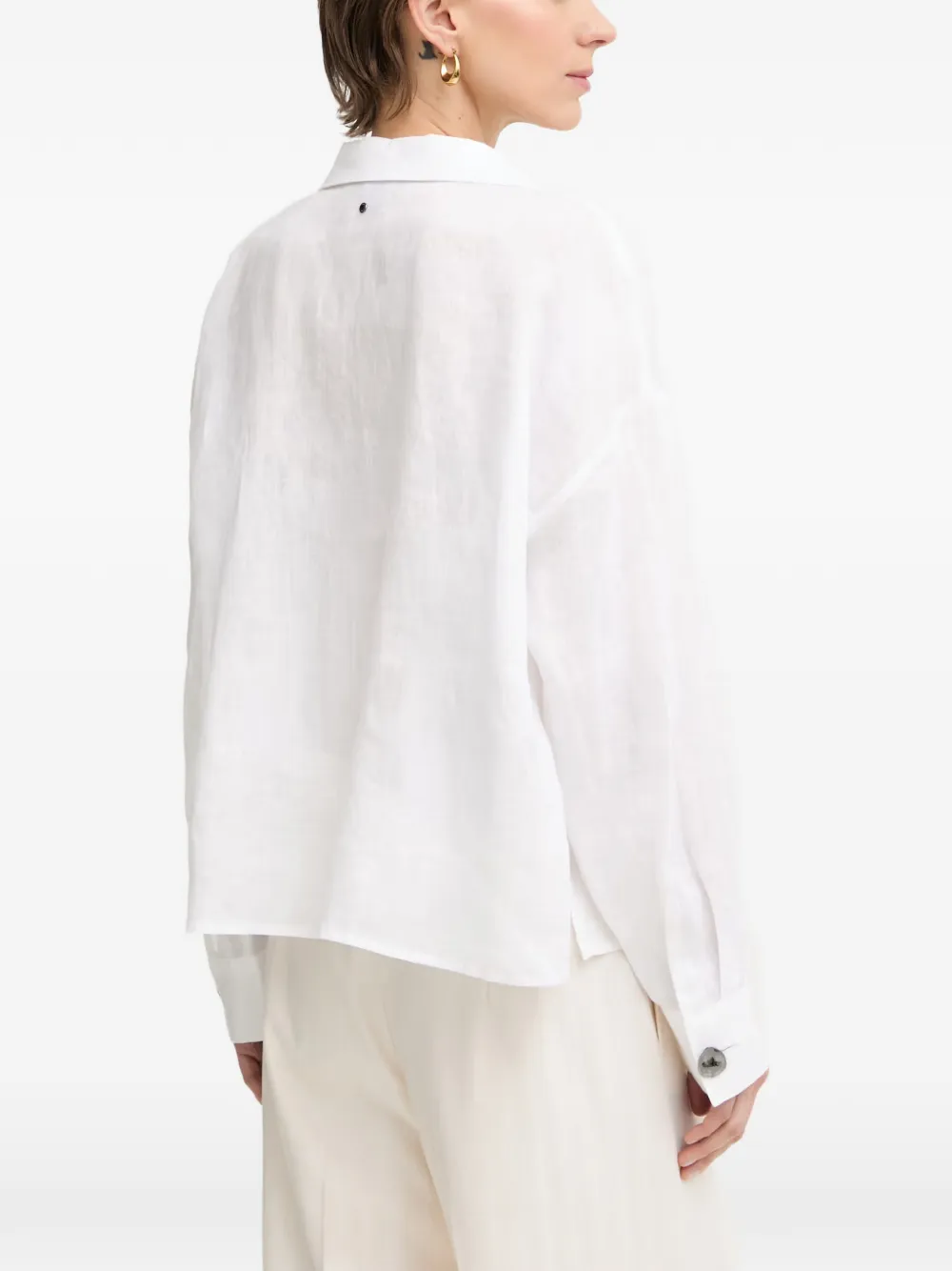 Emporio Armani Linnen popeline blouse met lange mouwen Wit
