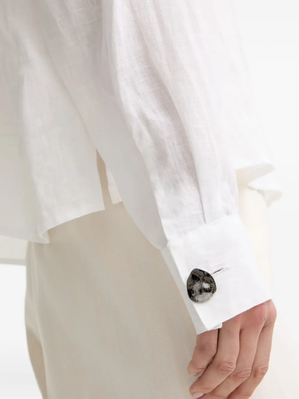 Emporio Armani Linnen popeline blouse met lange mouwen Wit
