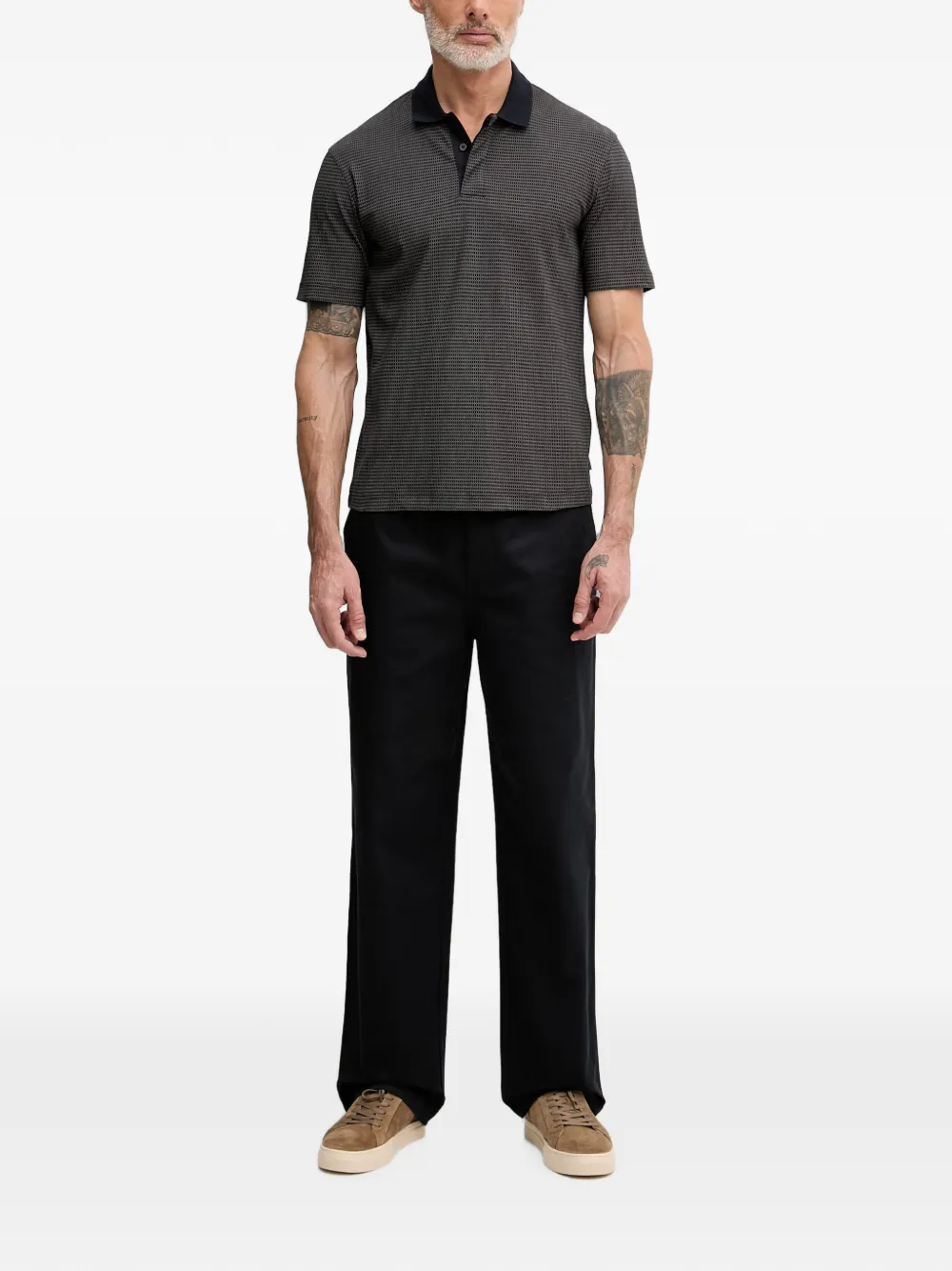 Armani Exchange Poloshirt met geometrische print Grijs