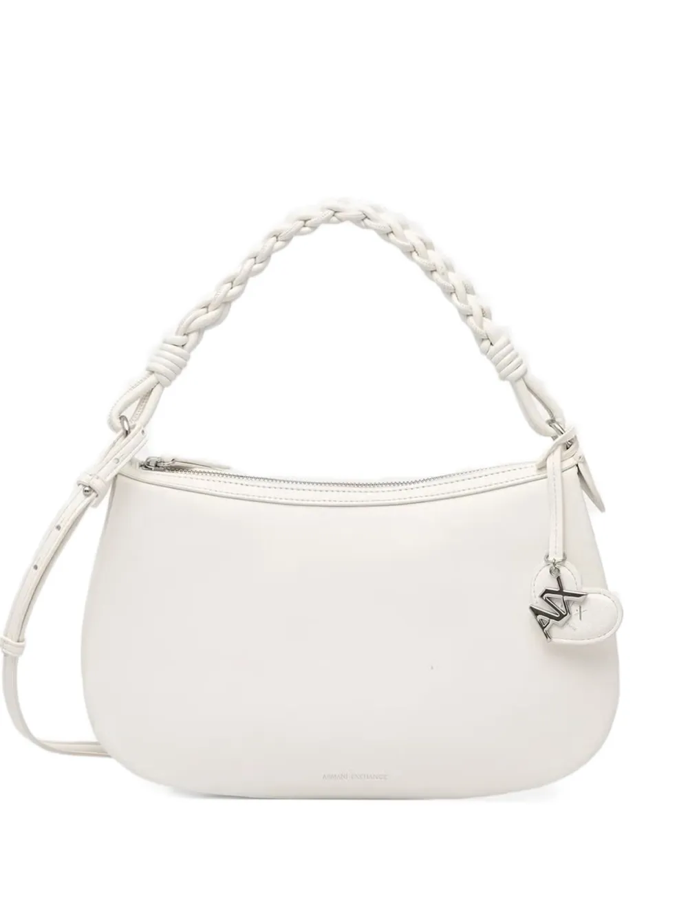 Armani Exchange braided-handle logo-charm shoulder bag - Bianco