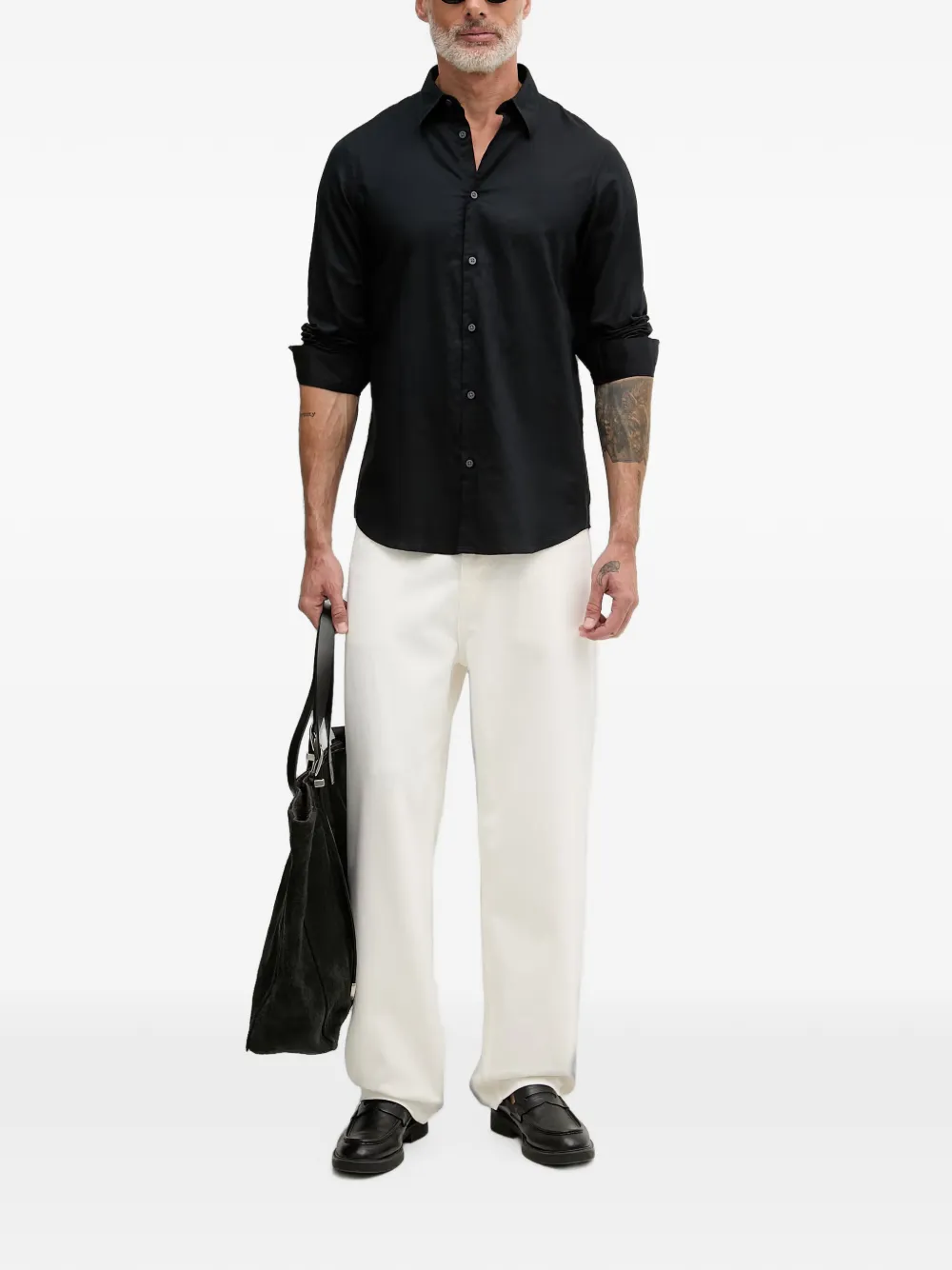 Armani Exchange Overhemd met geborduurd logo Zwart