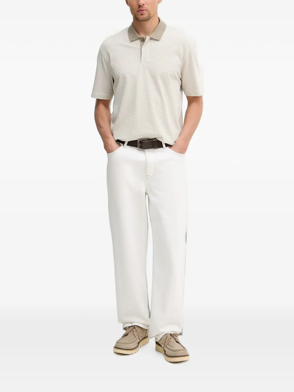 Armani Exchange Poloshirt met geometrische print Beige