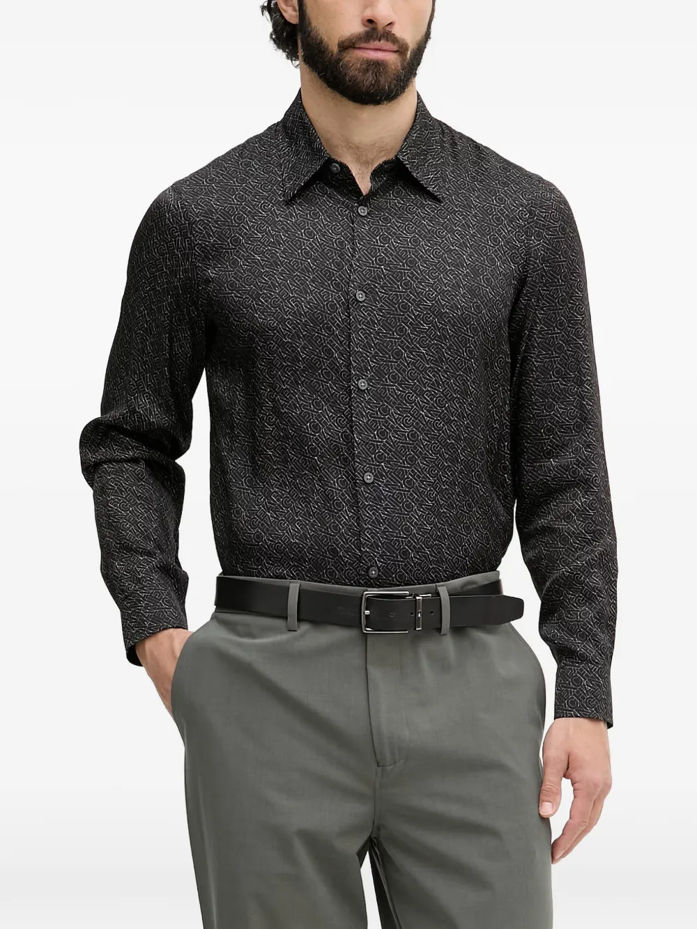 Armani Exchange logo-print long-sleeved shirt - Nero