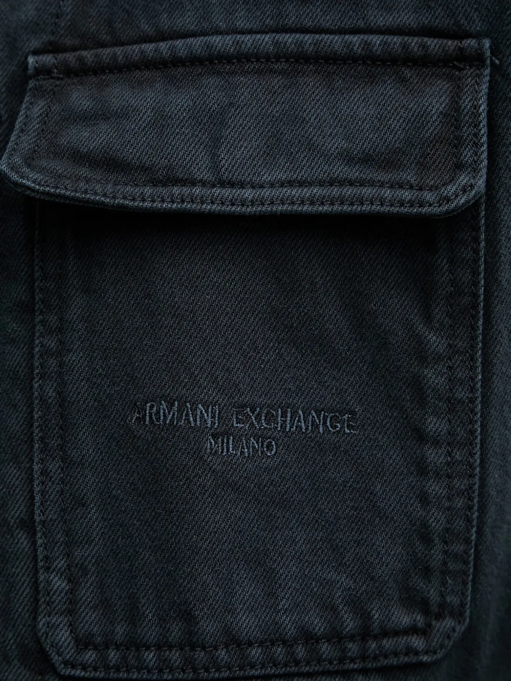Armani Exchange Denim jack met geborduurd logo Zwart