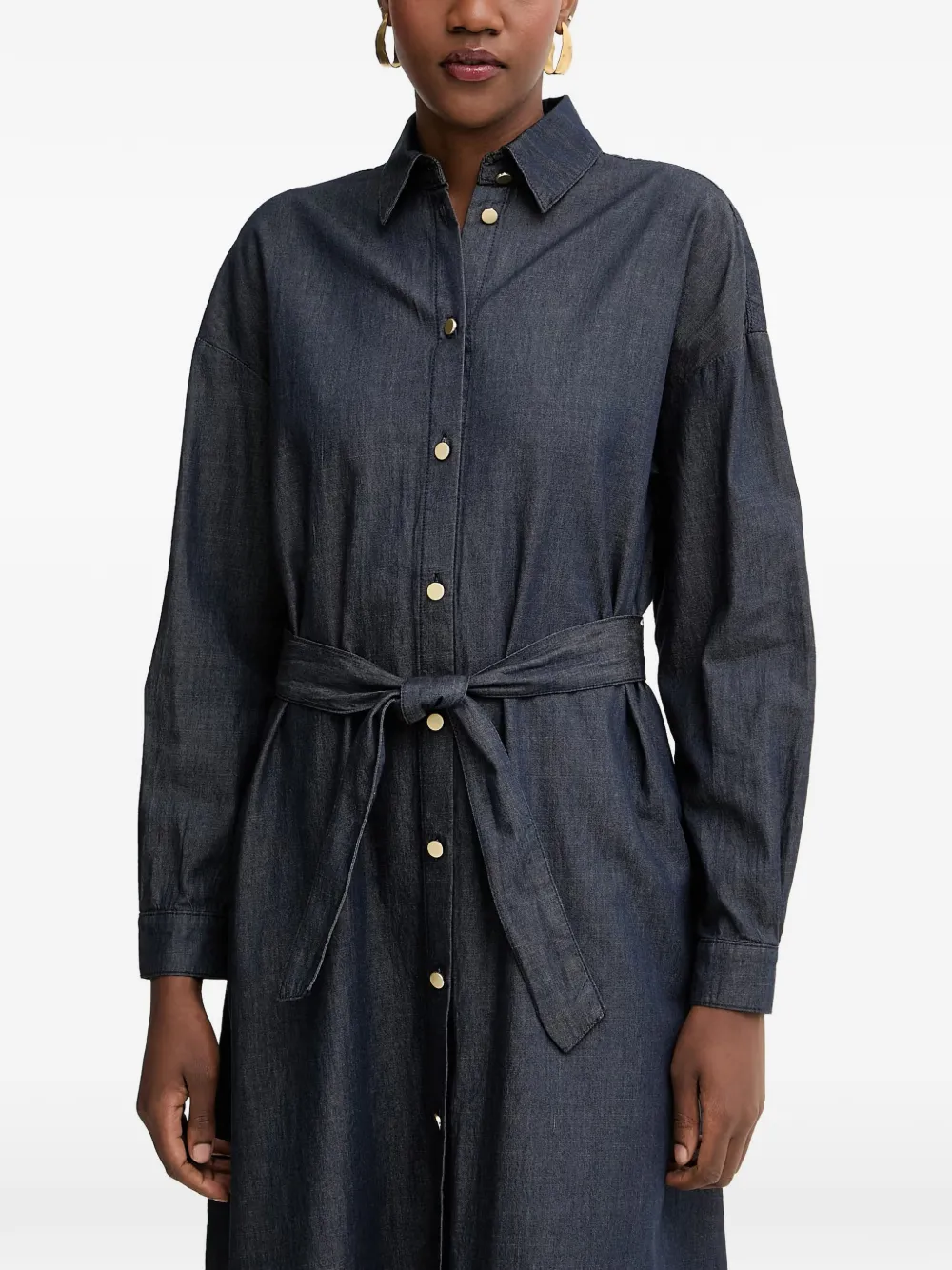 Armani Exchange belted button-down midi shirt dress - Blu