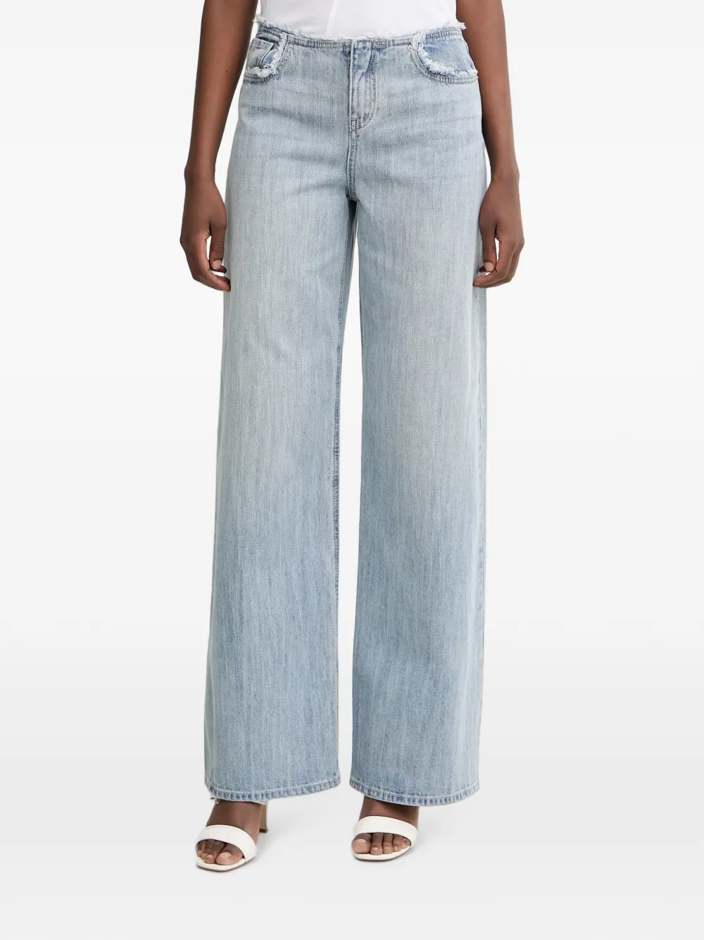 Armani Exchange frayed-edge wide-leg jeans - Blau
