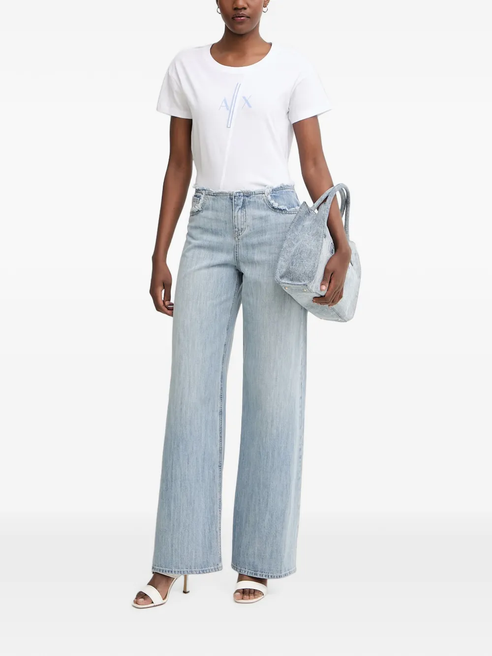 Armani Exchange Jeans met franje Blauw