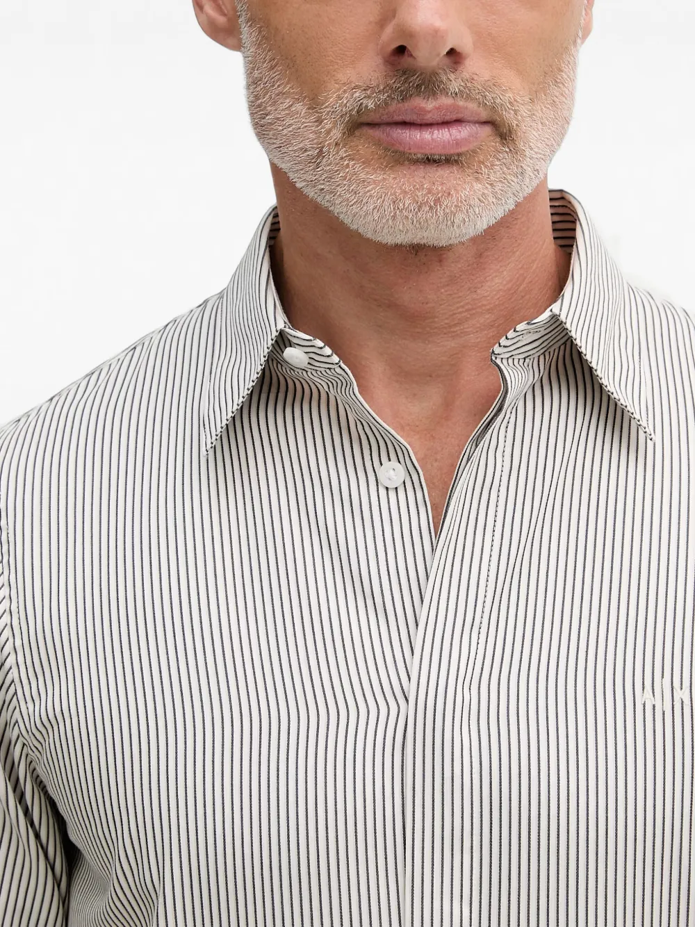 Armani Exchange vertical-stripe long-sleeve shirt Wit