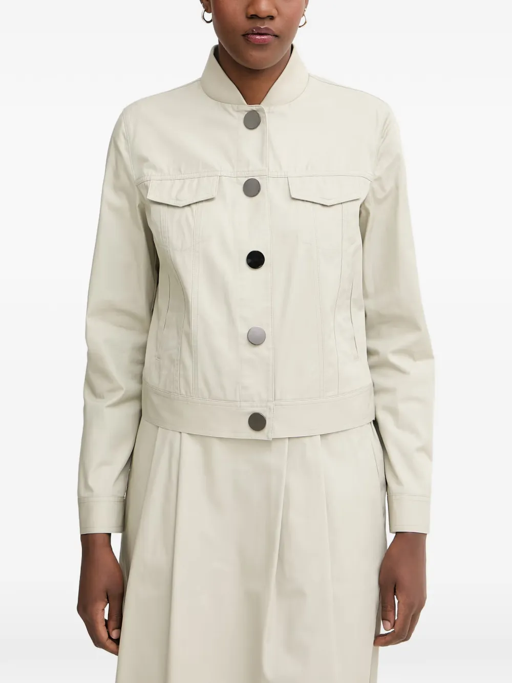 Armani Exchange button-up chest-pocket jacket - Nude