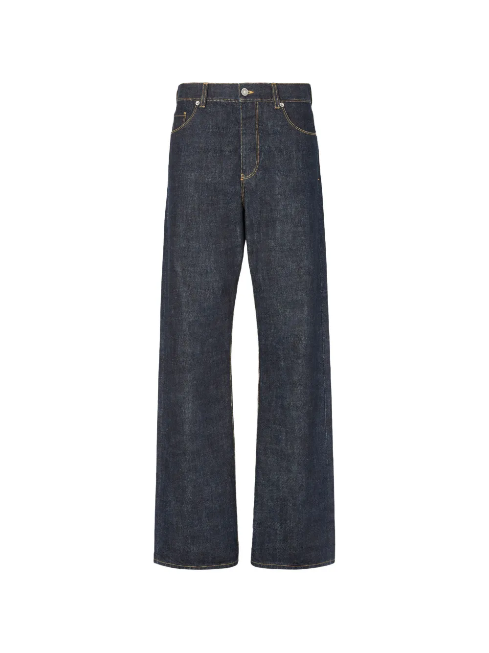 FENDI contrast-stitch logo-patch jeans