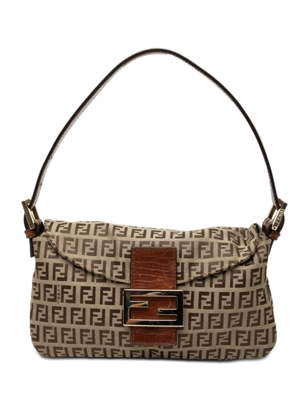 Fendi Pre-Owned Borsa a spalla Double Flap in tela con motivo Zucchino 2000-2010 - Marrone