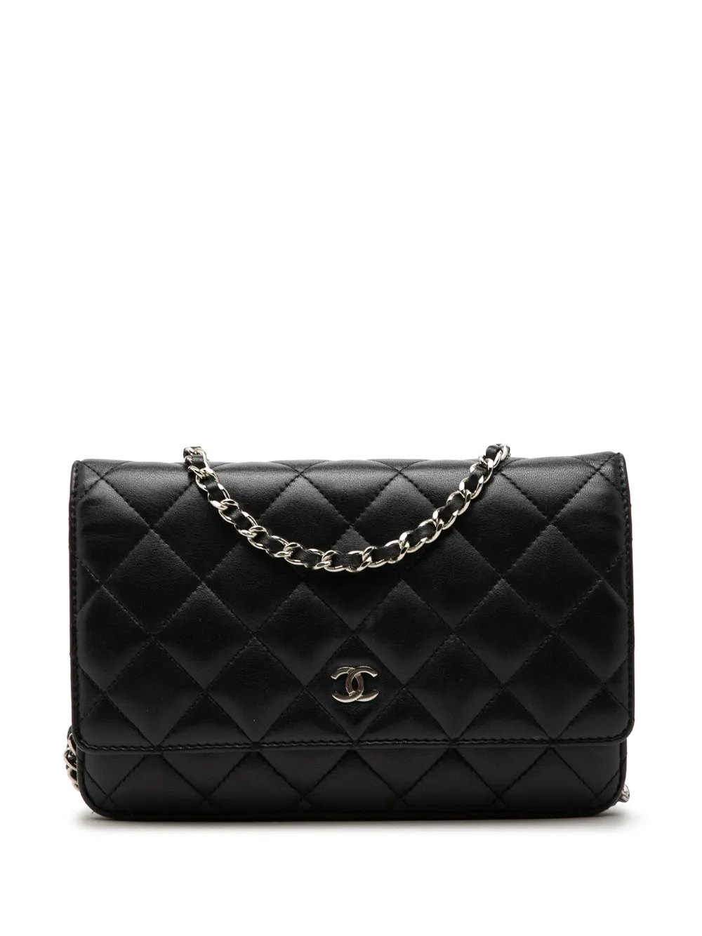 CHANEL Pre-Owned 2016-2017 CC Quilted Lambskin Wallet On Chain crossbody bag - Black