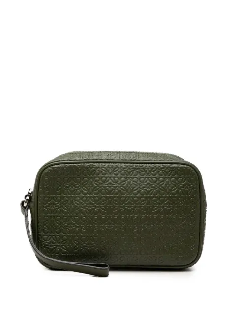 Loewe Pre-Owned 2015 Embossed Anagram Leather Wristlet Pouch clutch bag
