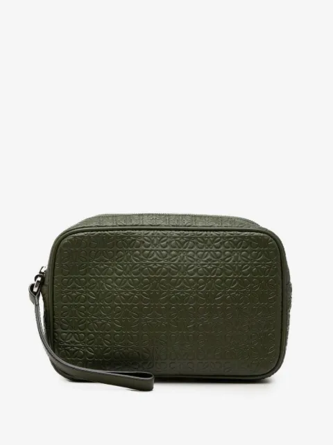 Loewe Pre-Owned 2015 Embossed Anagram Leather Wristlet Pouch clutch bag