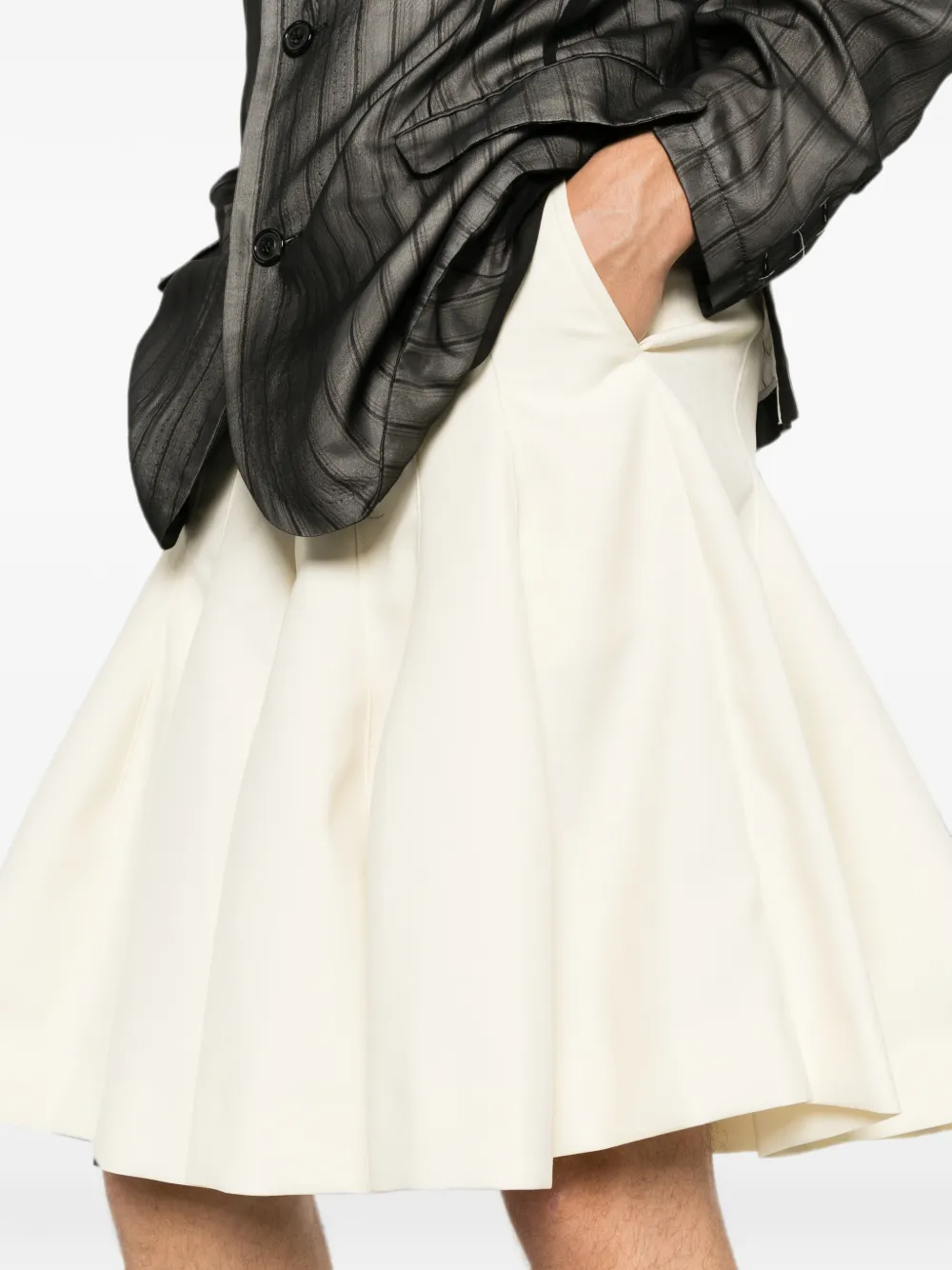 Comme des Garçons Homme Plus Flared midi-rok met plooien Beige