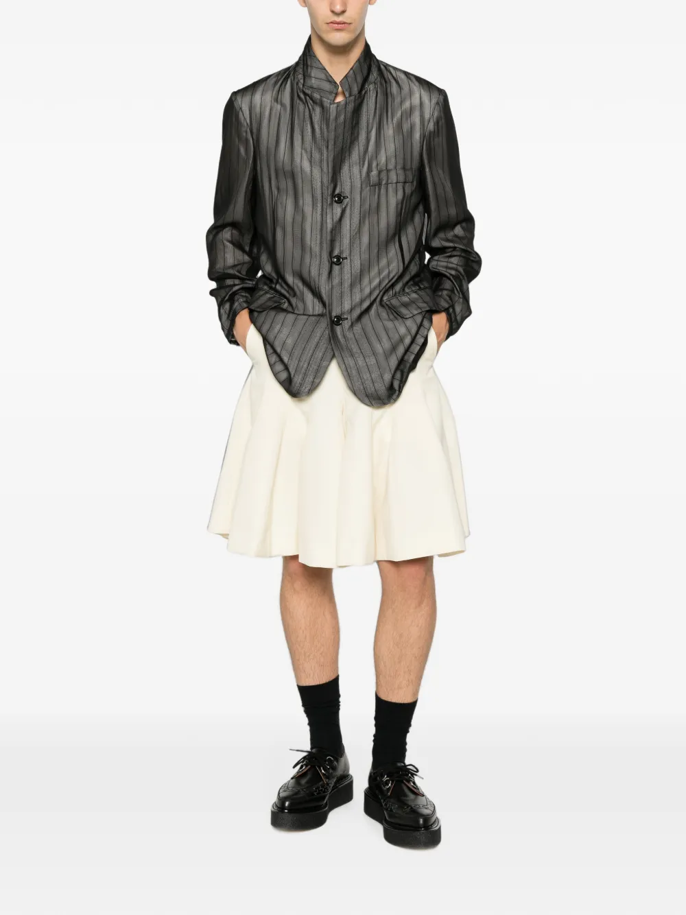 Comme des Garçons Homme Plus Flared midi-rok met plooien Beige