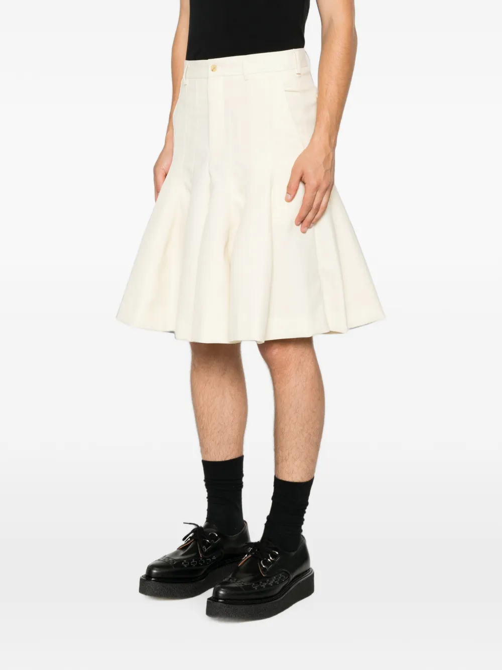 Comme des Garçons Homme Plus Flared midi-rok met plooien Beige