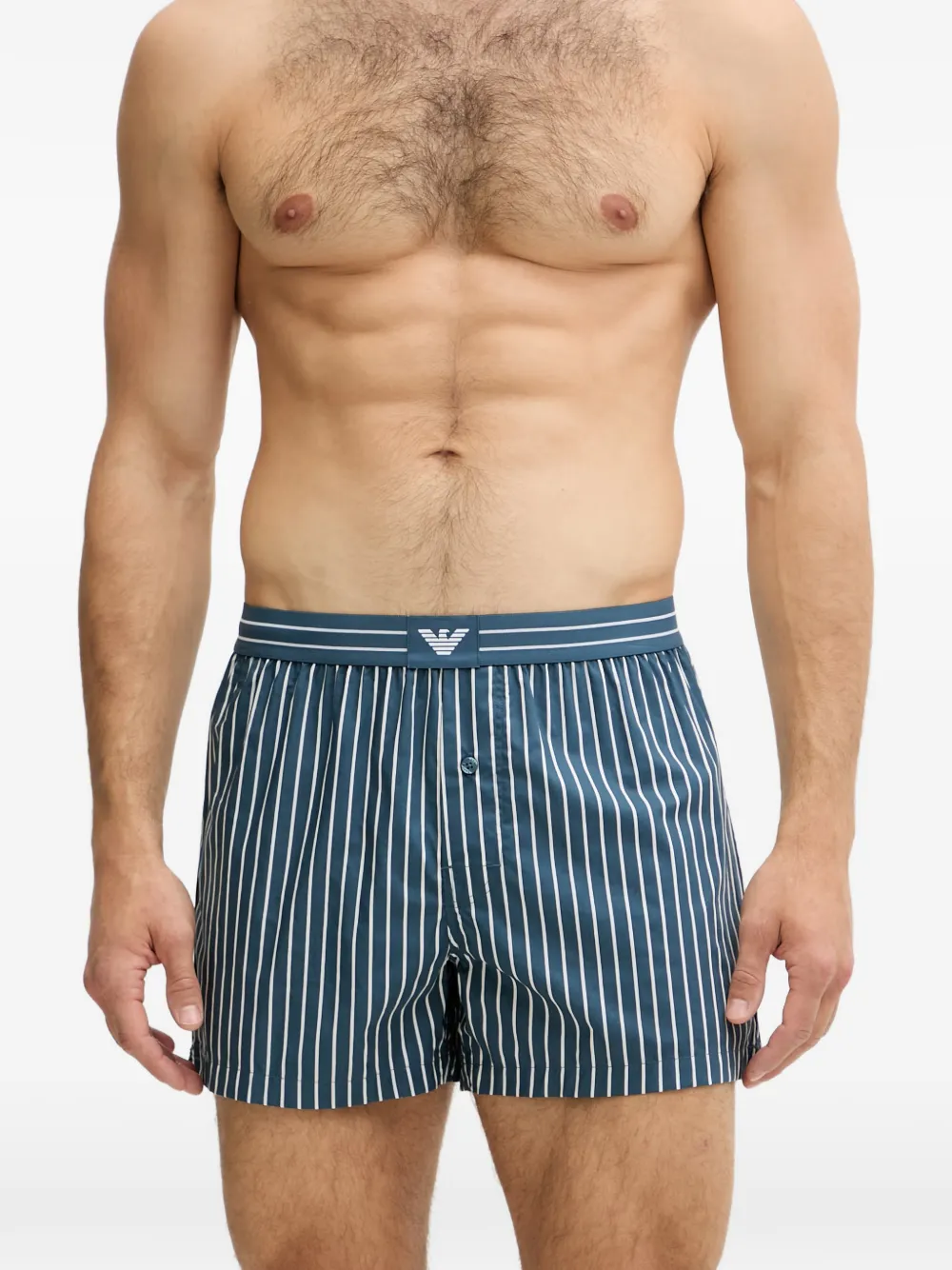 Emporio Armani Twee gestreepte boxershorts Blauw