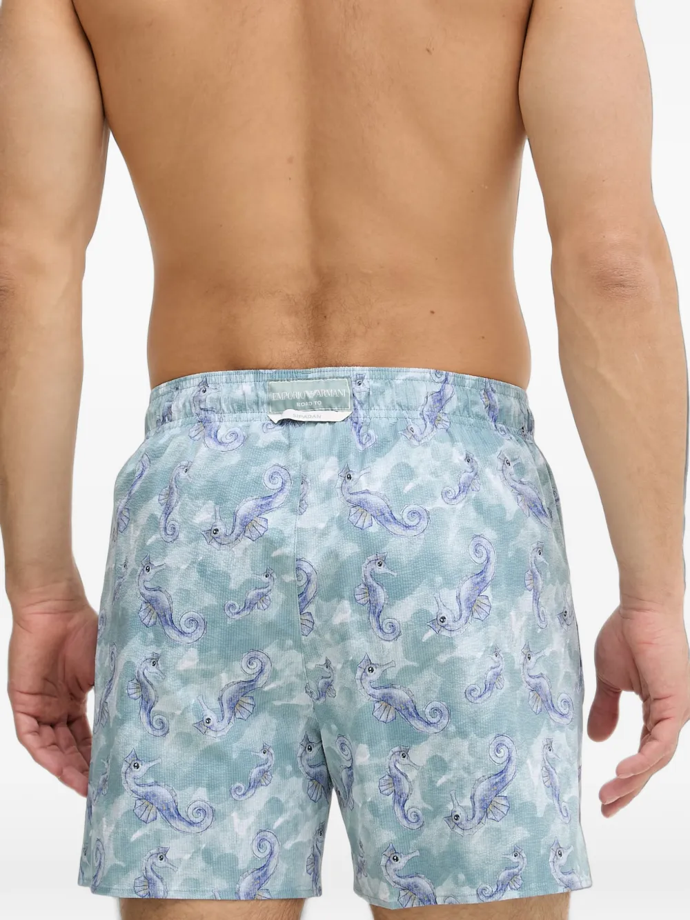 Emporio Armani Zwembroek met zeedierenprint Blauw
