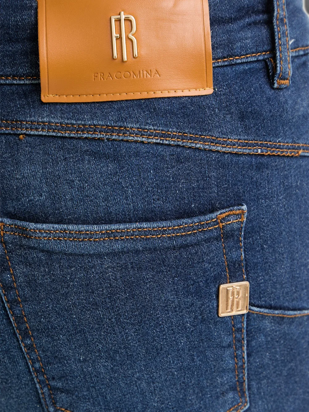 FRACOMINA Cropped jeans met ritsdetail Blauw
