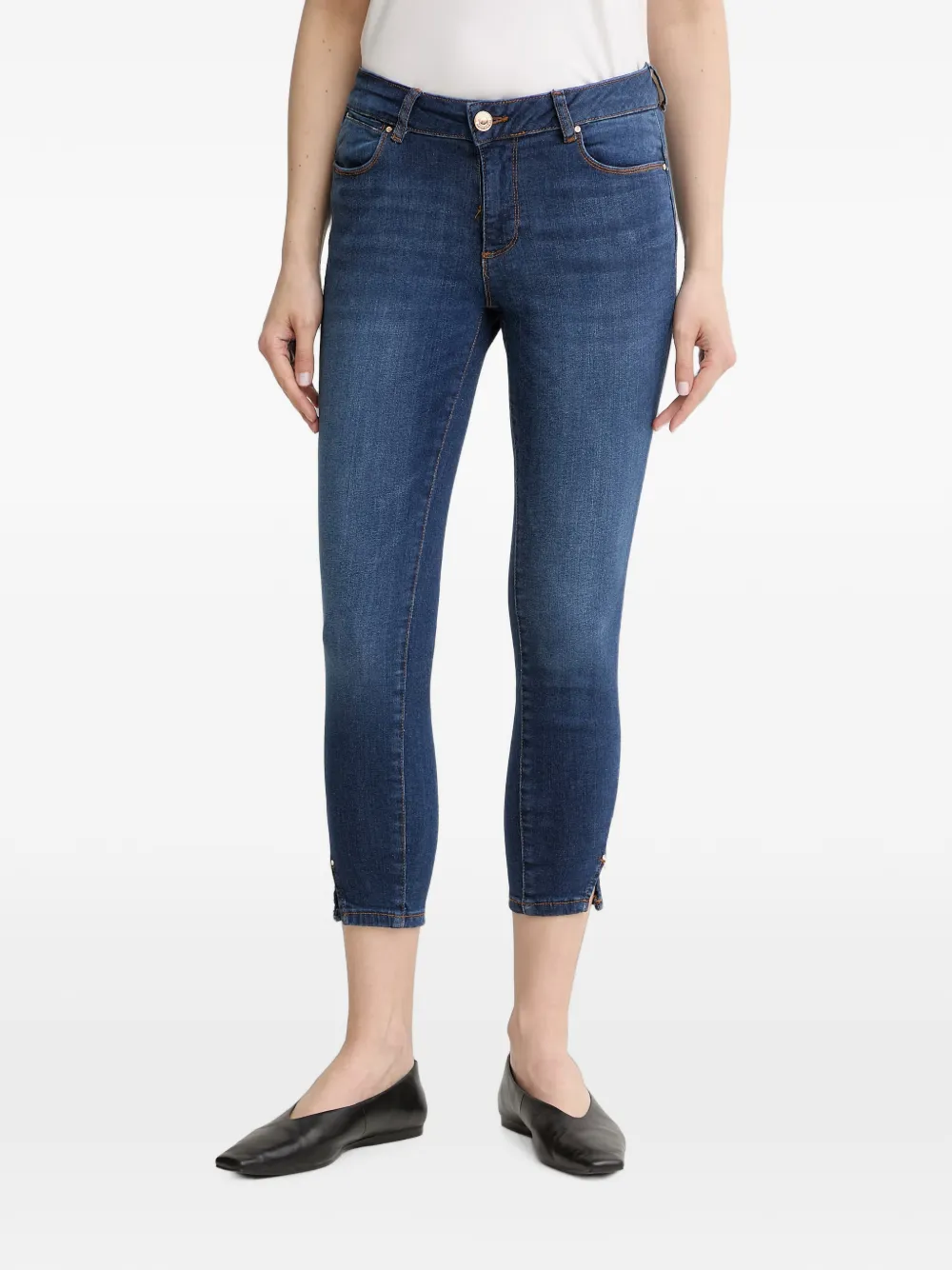 FRACOMINA cropped zip-detail jeans - Blu