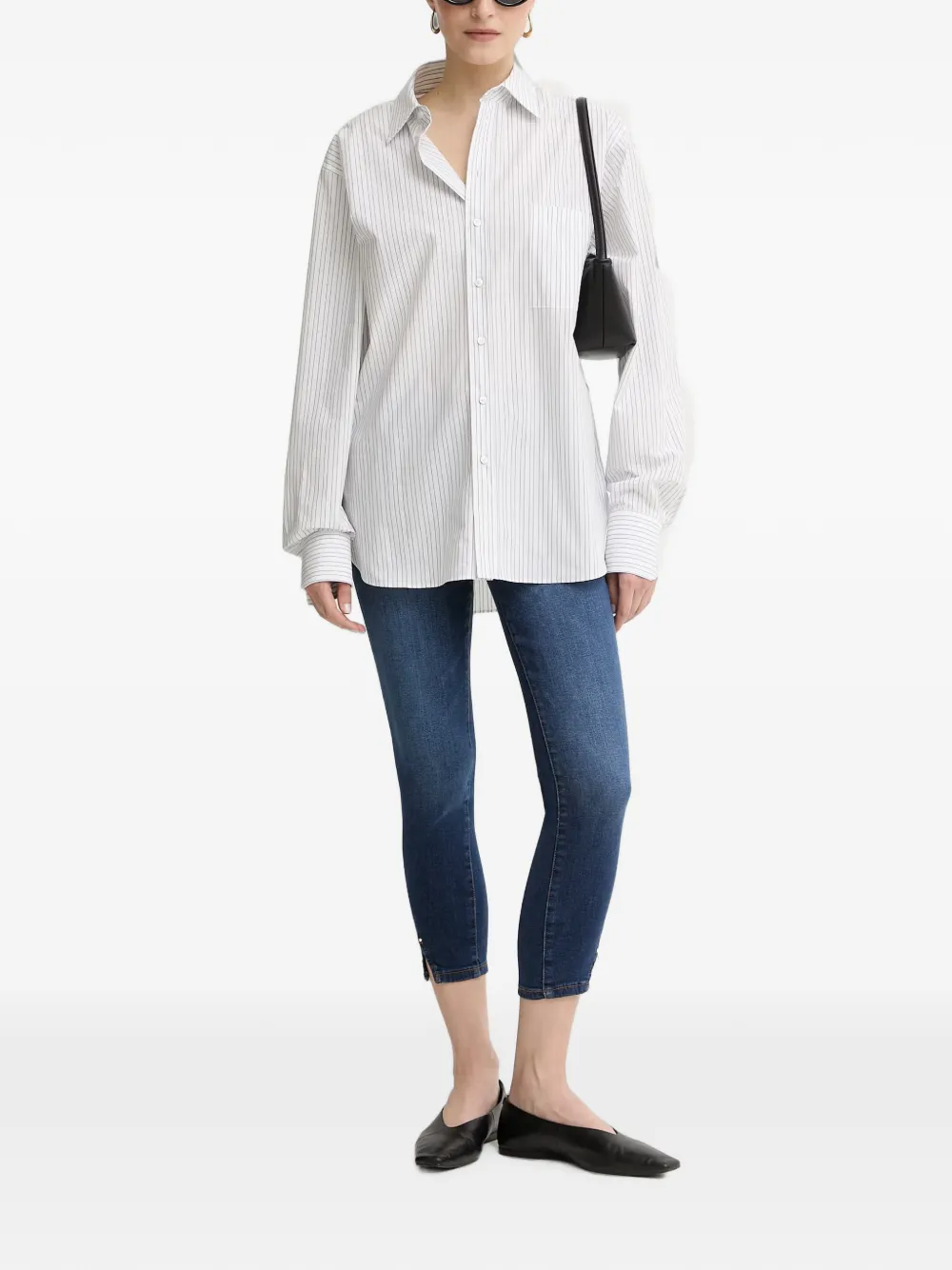 FRACOMINA Cropped jeans met ritsdetail Blauw