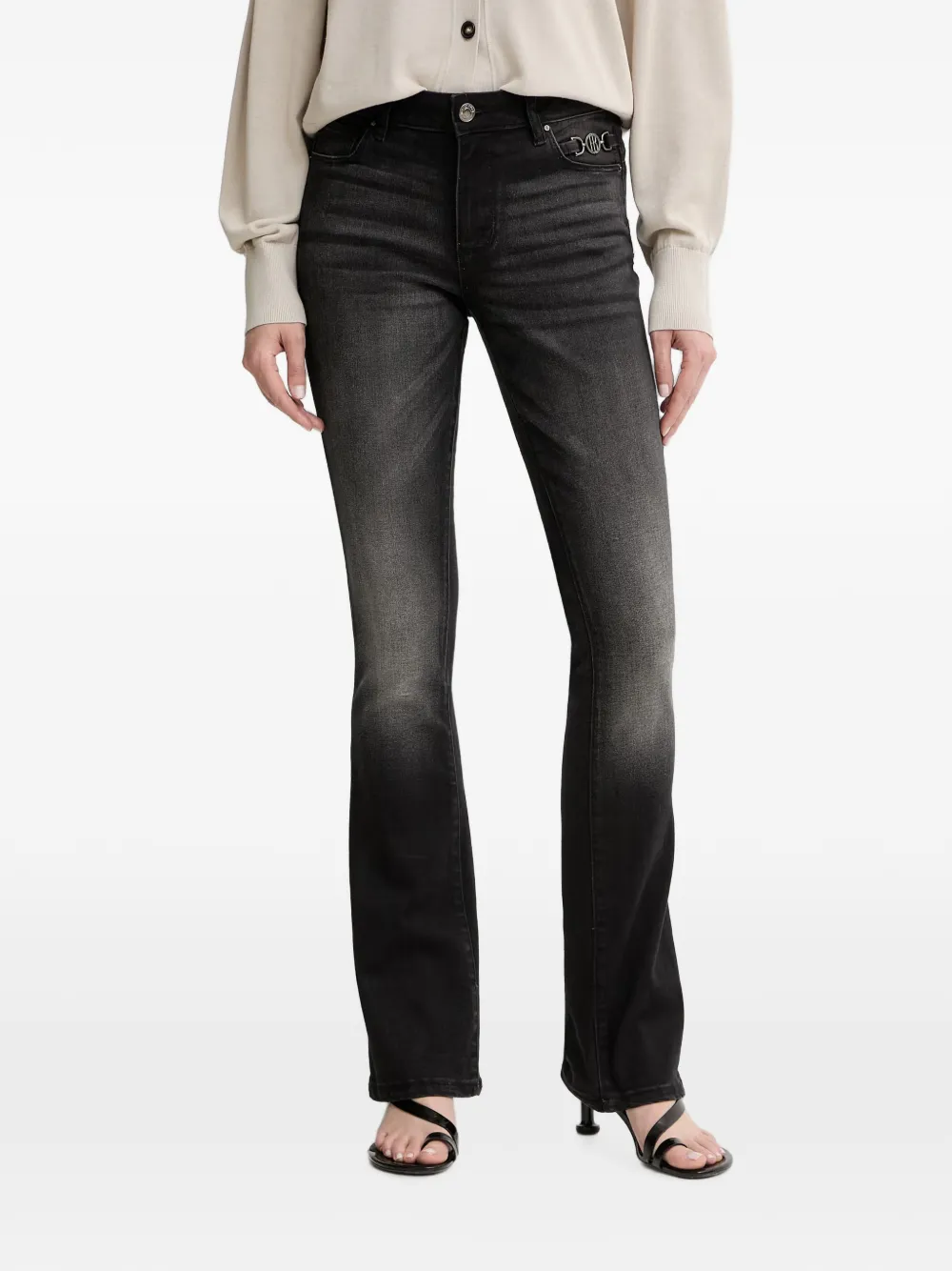 FRACOMINA faded-effect logo-plaque jeans - Nero