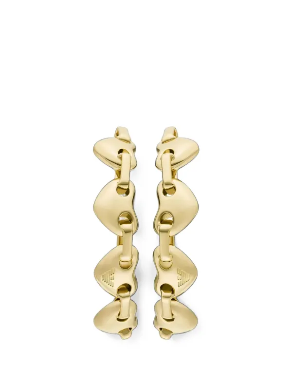Emporio Armani Sentimental Heart-link Hoop Earrings in Gold
