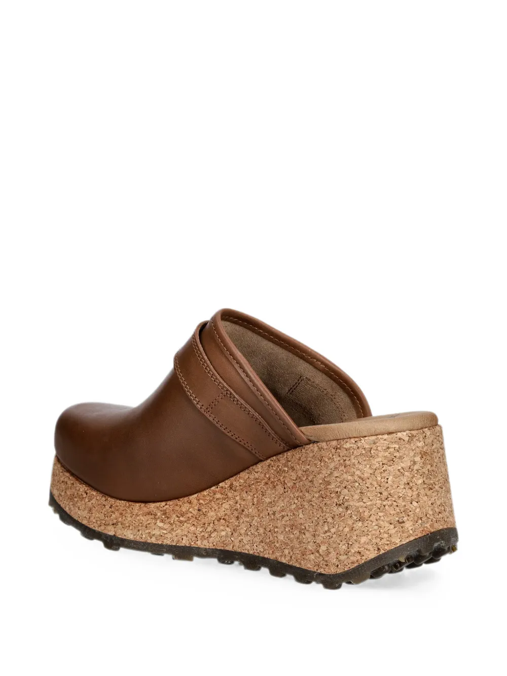 Fly London Muiltjes met gespdetail en sleehak van kurk Bruin