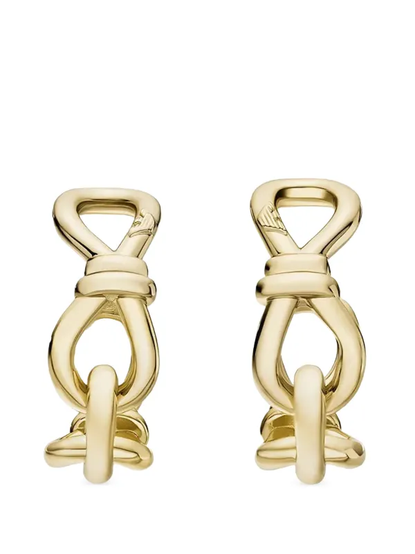 Emporio Armani Ribbon-detail Hoop Earrings in Gold