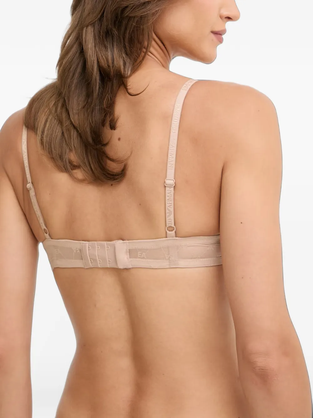 Emporio Armani Push-up bh van gerecycled mesh met adelaar-logo Beige