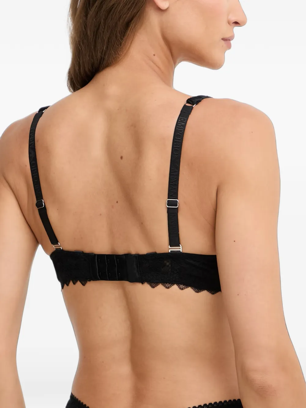 Emporio Armani Bh met gewelfde afwerking en kanten laag Zwart