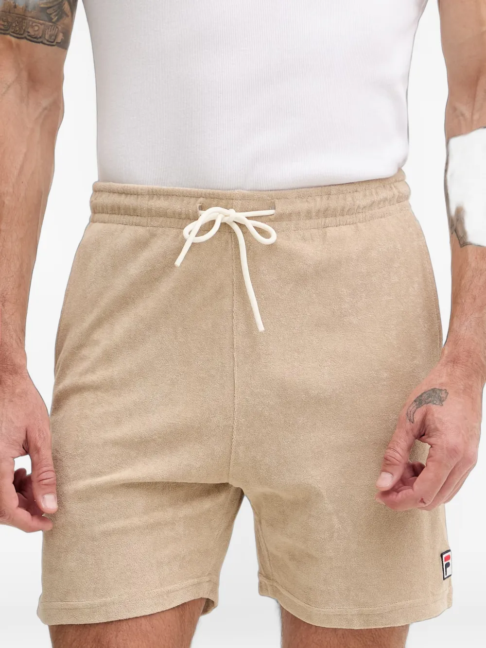 Fila terry-cloth drawstring shorts Beige