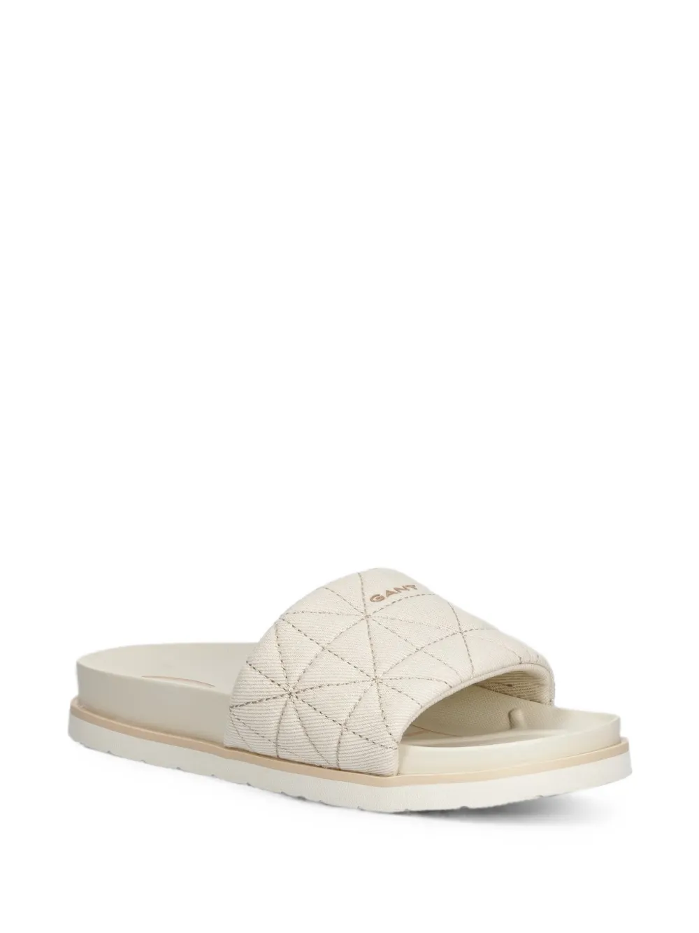 Gant quilted logo-print slides Beige