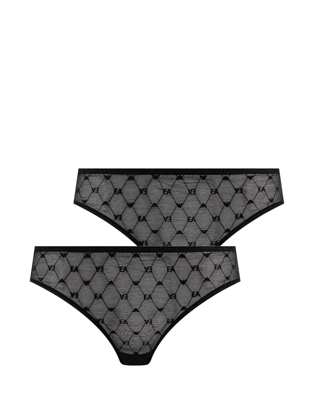 Emporio Armani logo-print mesh thongs - Schwarz