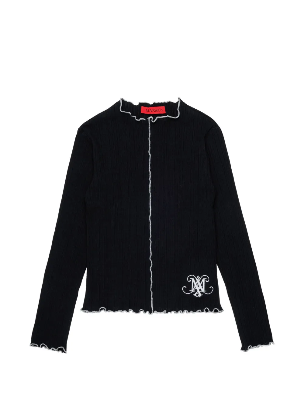 MAX&Co. Kids ribbed-knit ruffled sweater - Noir MAX&Co. Kids ribbed-knit ruffled sweater - Noir