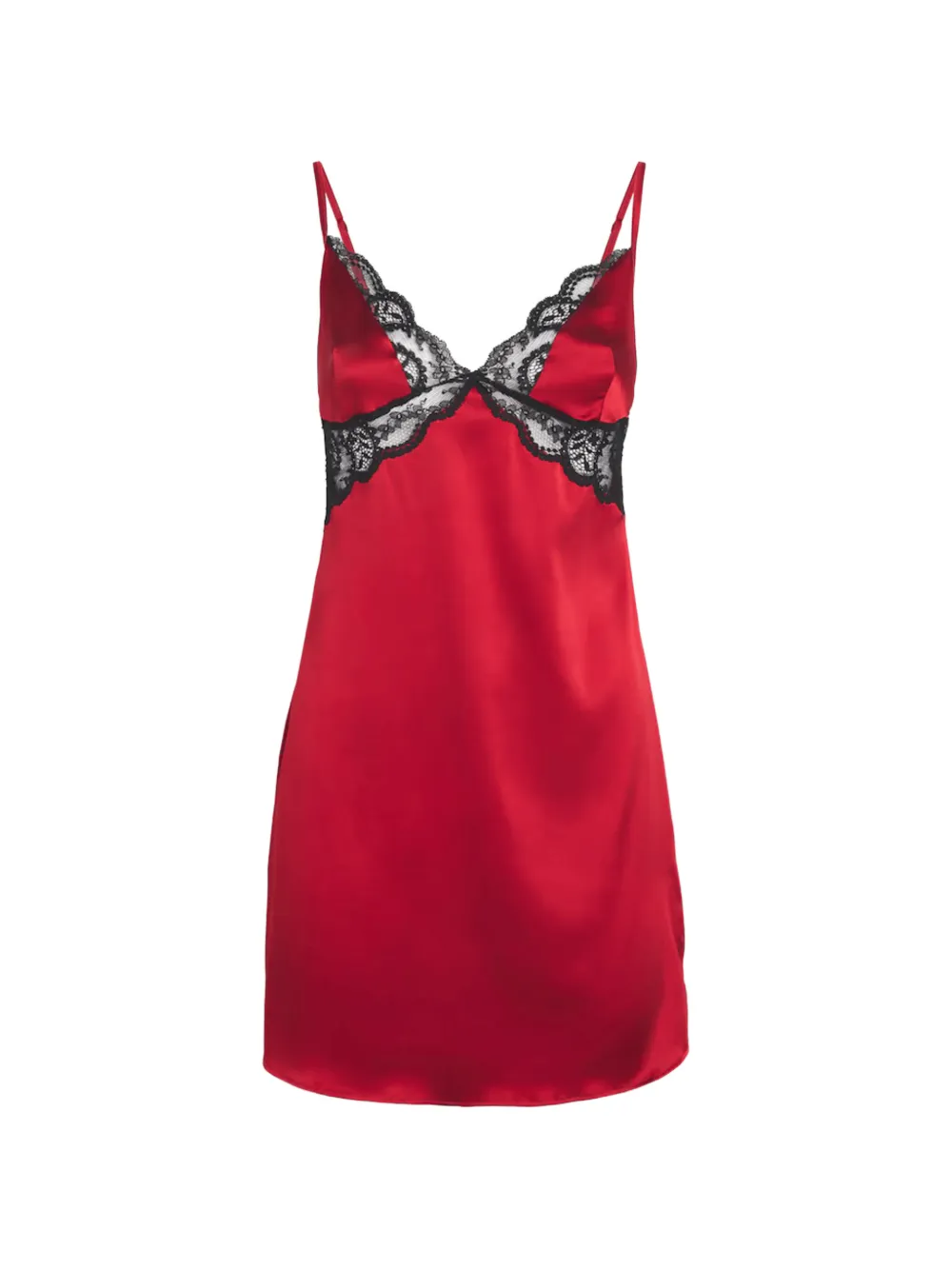 Gilda & Pearl Satin Muse Nachthemd mit Spitzenbesatz - Rot