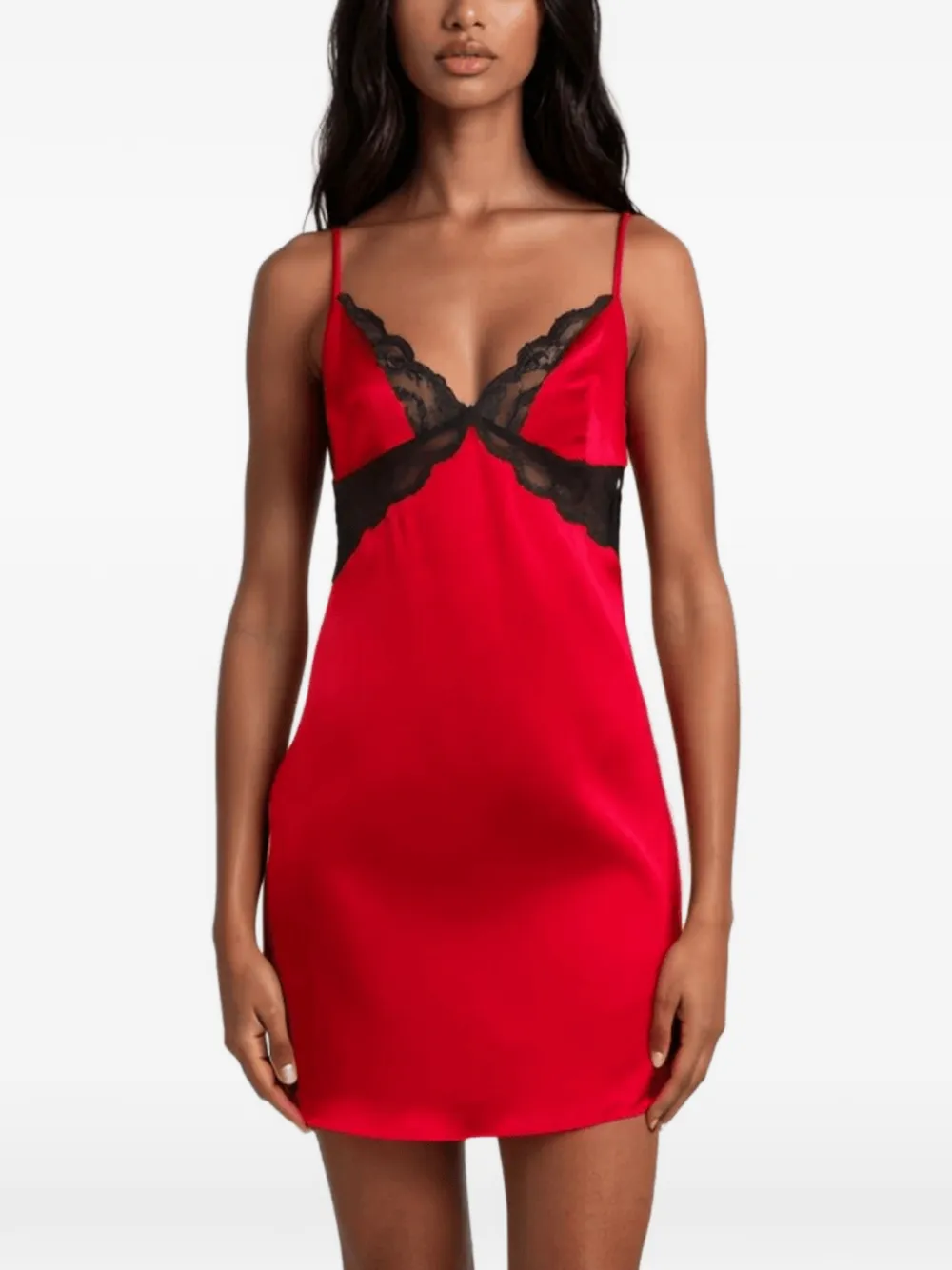 Gilda & Pearl Satin Muse nachthemd met kanten afwerking Rood