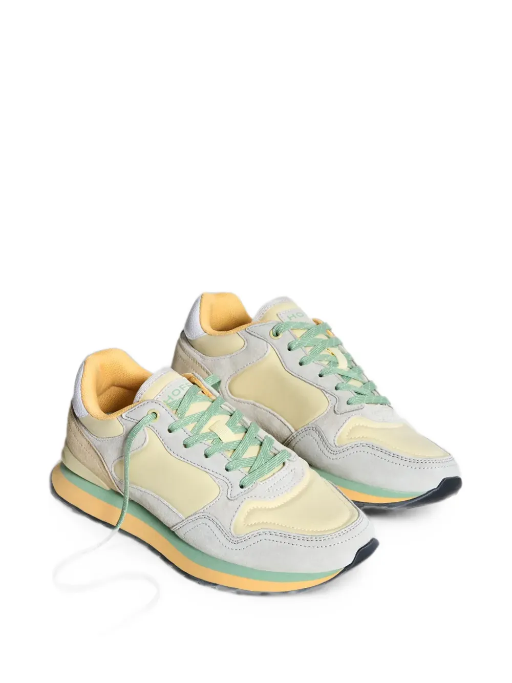 Hoff suede-panelled lace-up sneakers Geel