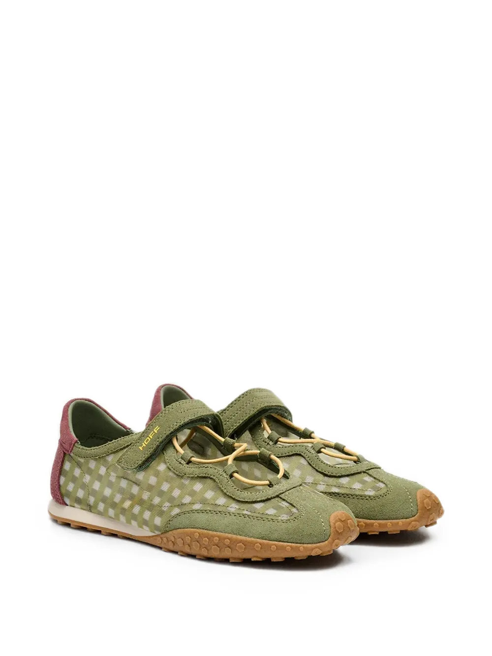 Hoff Bridge gingham-pattern touch-strap sneakerinas Groen