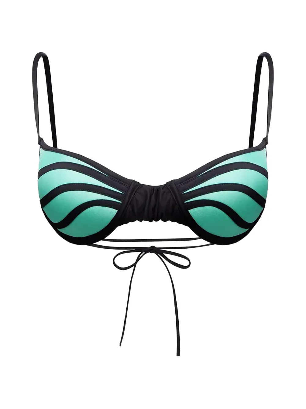 God Save Queens Allure panelled curved bikini top - Nero